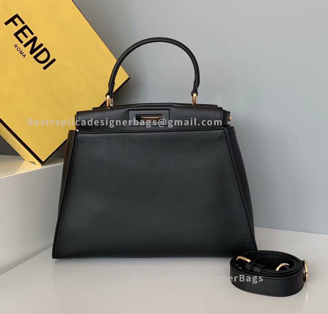 Fendi Peekaboo Iconic Medium Black Leather Bag 210EM